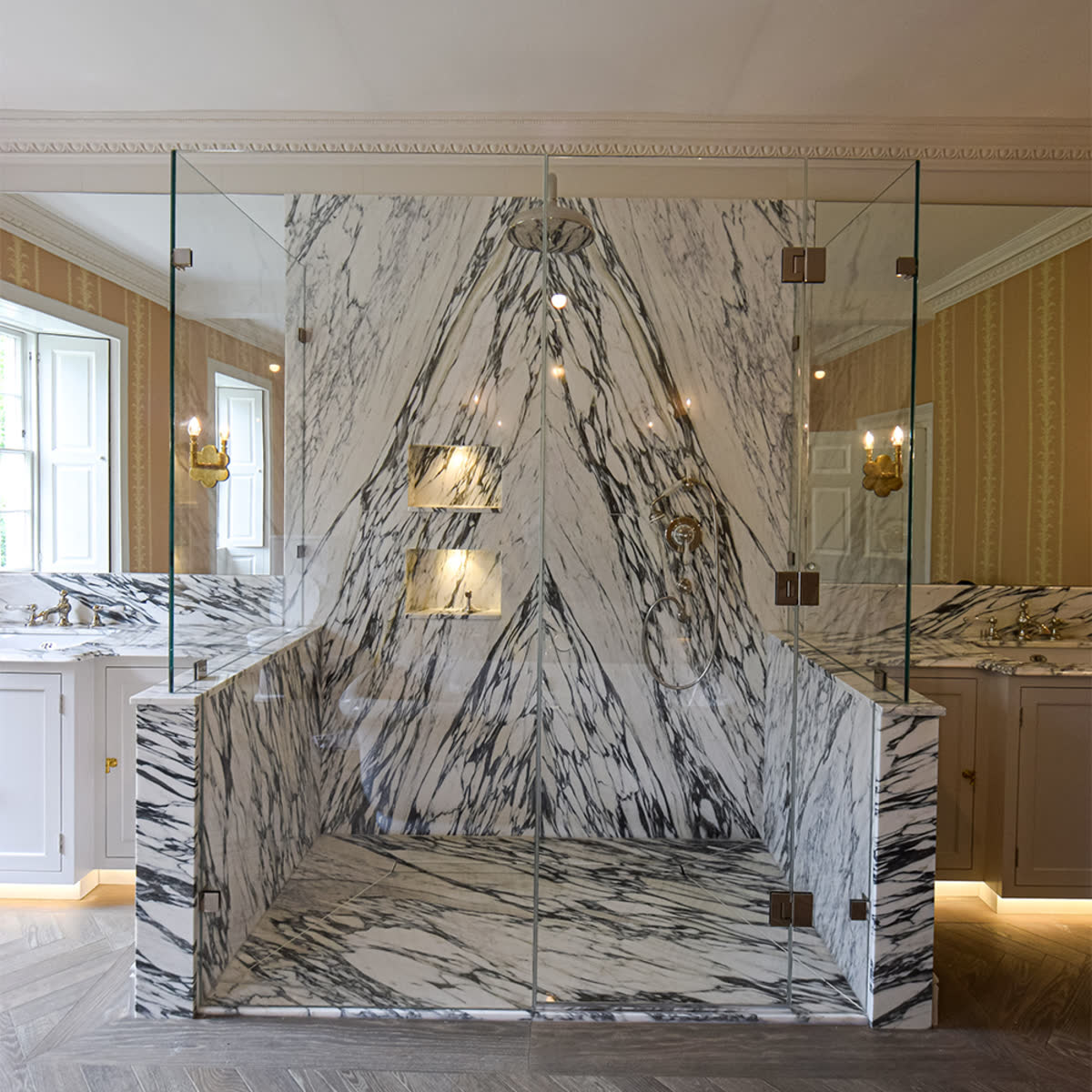 bespoke shower enclosure fixed with wall brackets