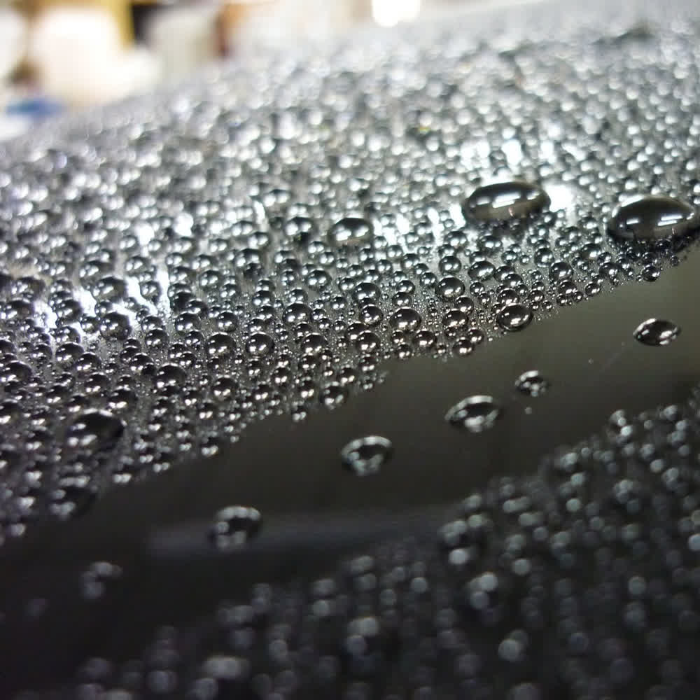 water on a glass panel