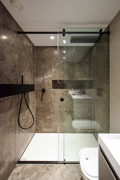 black sliding shower door